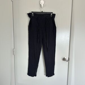 Uterque Crochet Lace Pants Navy Blue L Large Self Tie Like New Condition
